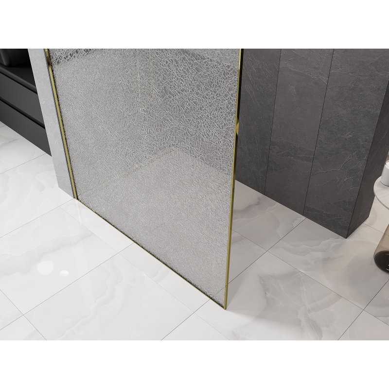 Mexen Kioto mampara de ducha Walk-in 80 x 200 cm, crackle transparente 12 mm, oro - 800-080-101-50-04-X