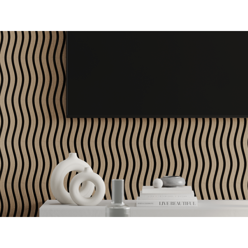 Mexen Lam-SF 01 lamele ścienne akustyczne 280 x 30 cm, filc 9 mm, fornir techniczny, Jasny Orzech - S106-280-01-047