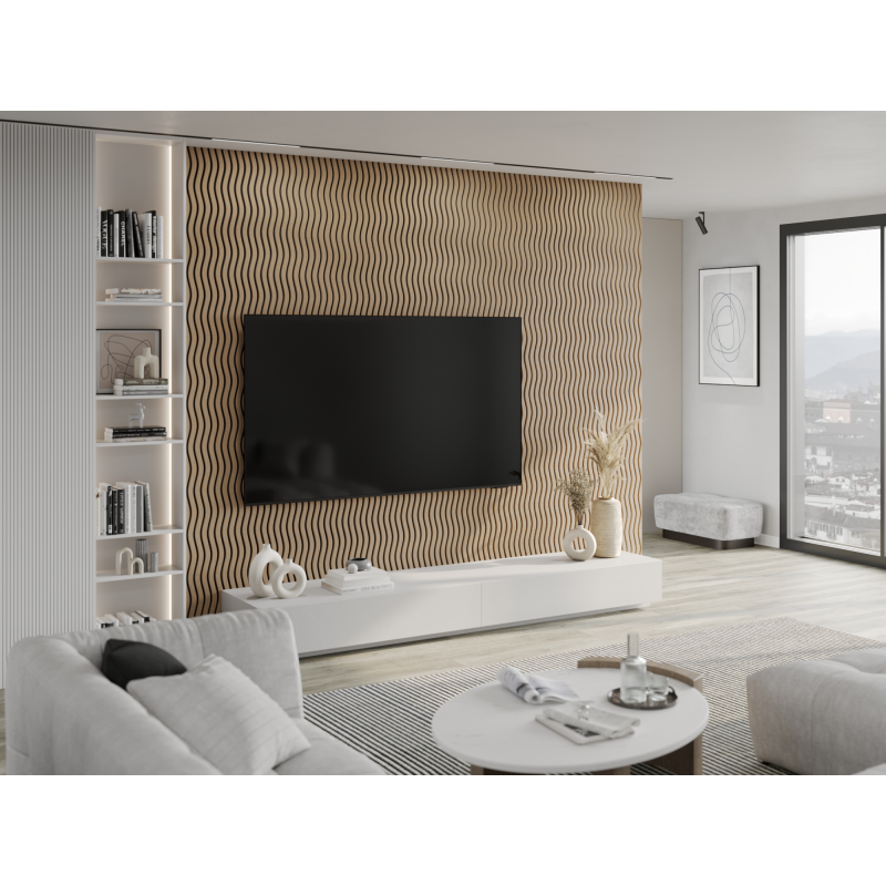Mexen Lam-SF 01 lamele ścienne akustyczne 280 x 30 cm, filc 9 mm, fornir techniczny, Jasny Orzech - S106-280-01-047