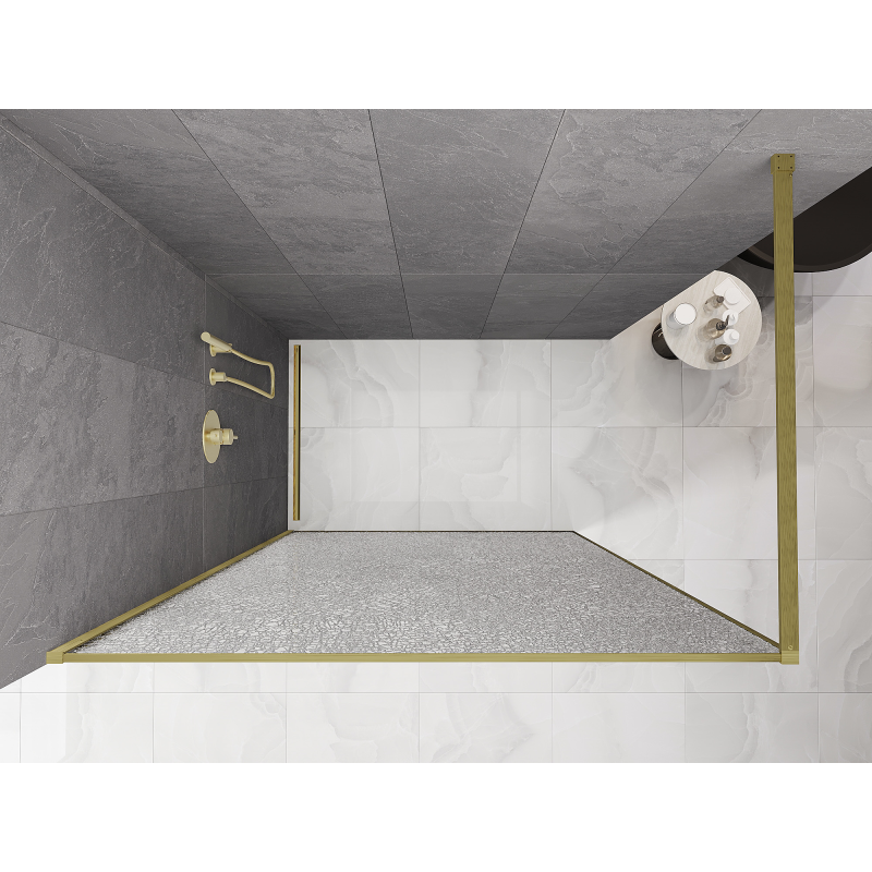 Mexen Kioto Pannello doccia Walk-in 120 x 200 cm, crackle trasparente 12 mm, oro spazzolato - 800-120-101-55-04-X