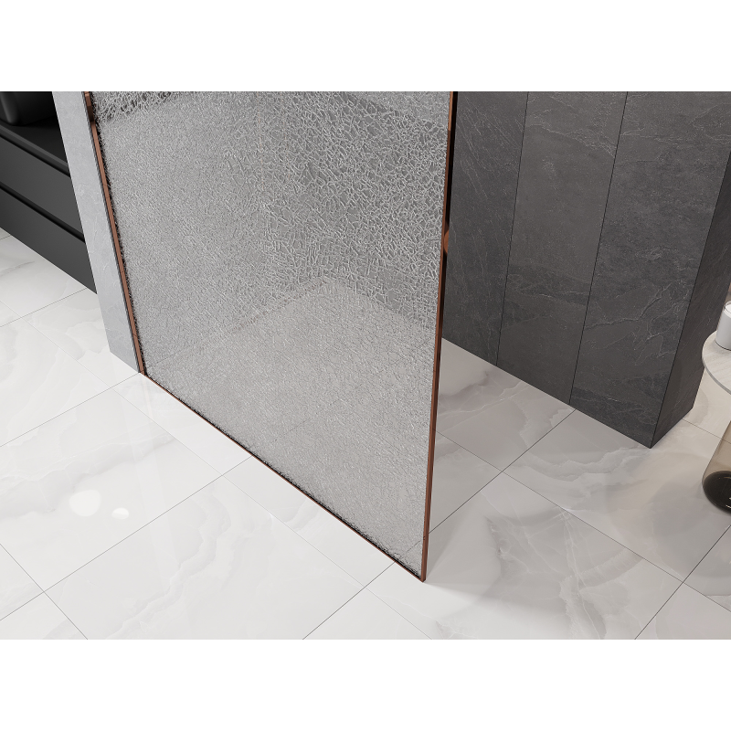 Mexen Kioto mampara de ducha Walk-in 110 x 200 cm, crackle transparente 12 mm, oro rosa - 800-110-101-60-04-X