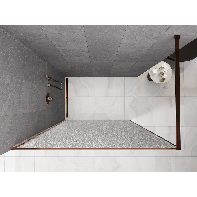 Mexen Kioto mampara de ducha Walk-in 110 x 200 cm, crackle transparente 12 mm, oro rosa - 800-110-101-60-04-X