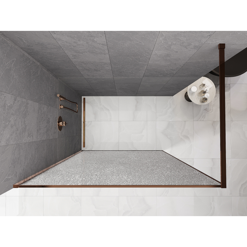 Mexen Kioto parede de duche Walk-in 80 x 200 cm, crackle transparente 12 mm, ouro rosa - 800-080-101-60-04-X