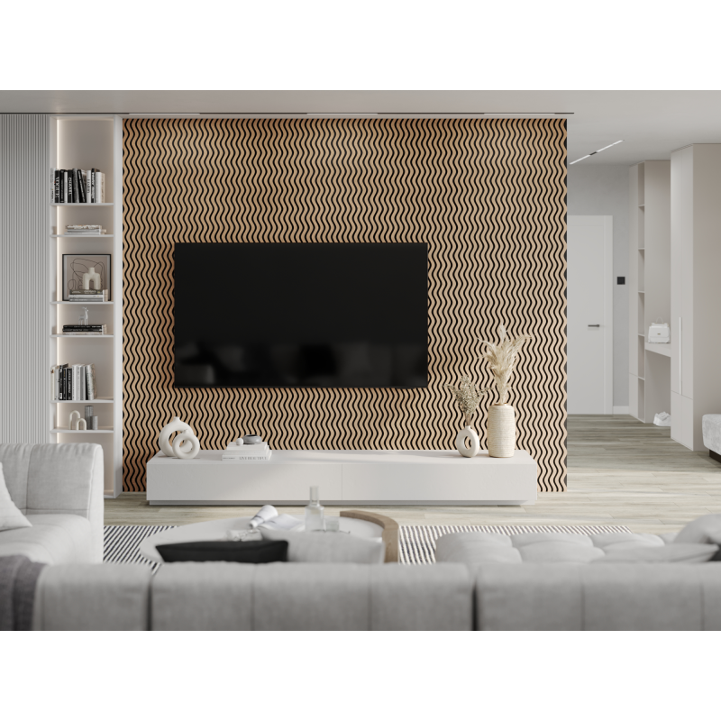 Mexen Lam-SF 02 lamele ścienne akustyczne 280 x 30 cm, filc 9 mm, fornir techniczny, Bielony Dąb - S106-280-02-040