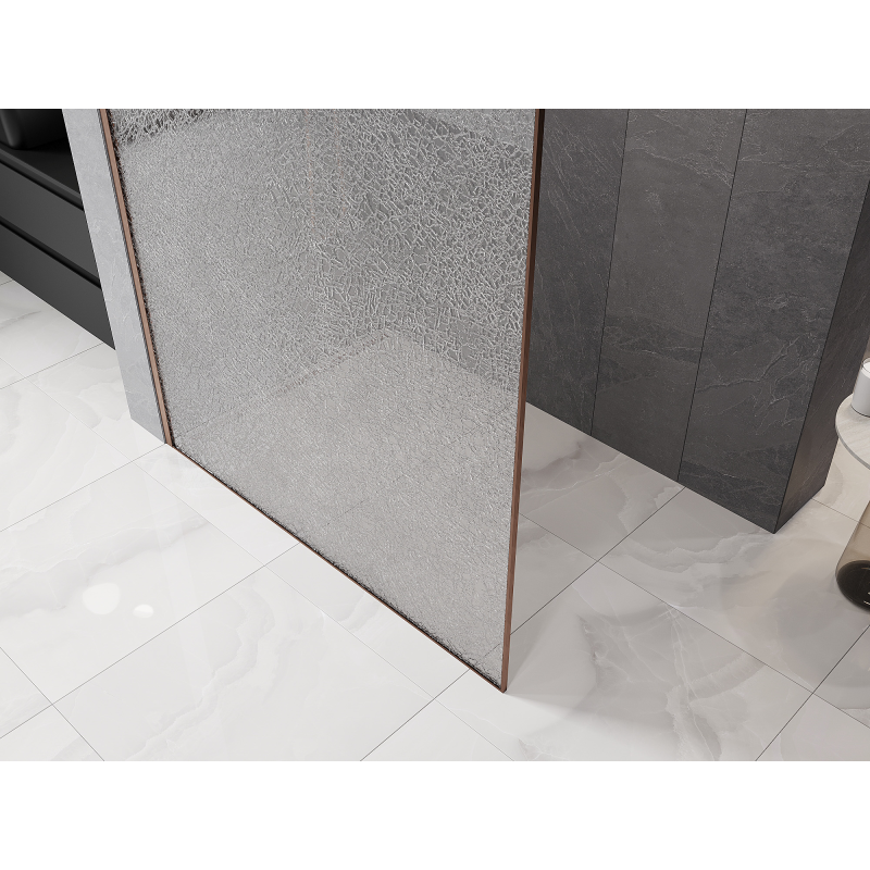 Mexen Kioto Πάνελ ντους Walk-in 150 x 200 cm, crackle διαφανές 12 mm, βουρτσισμένος χαλκός
