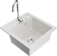 Mexen Vito fregadero de granito de 1 seno con grifo de cocina Telma, blanco - 6503-20-670200-00