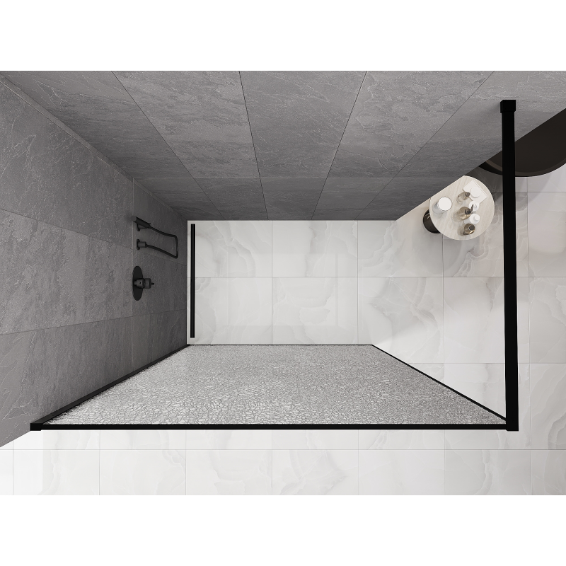 Mexen Kioto parete doccia Walk-in 100 x 200 cm, crackle trasparente 12 mm, nera - 800-100-101-70-04-X