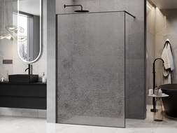 Mexen Kioto parede de duche Walk-in 130 x 200 cm, crackle transparente 12 mm, preta - 800-130-101-70-04-X