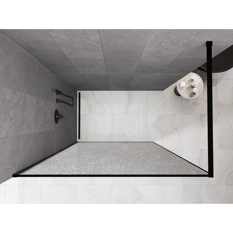 Mexen Kioto panel de ducha Walk-in 120 x 200 cm, crackle transparente 12 mm, negro - 800-120-101-70-04-X