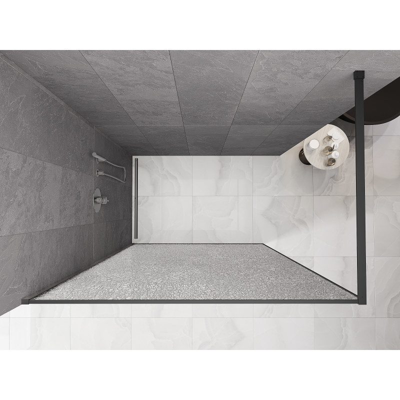 Mexen Kioto walk-in douchewand 70 x 200 cm, crackle transparant 12 mm, gun metal - 800-070-101-95-04-X