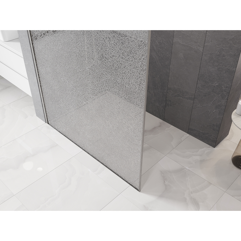 Mexen Kioto paroi de douche Walk-in 100 x 200 cm, crackle transparent 12 mm, nickel brossé - 800-100-101-97-04-X