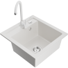Mexen Vito fregadero de granito de 1 compartimento con grifo de cocina Telma, blanco - 6503-20-670200-20