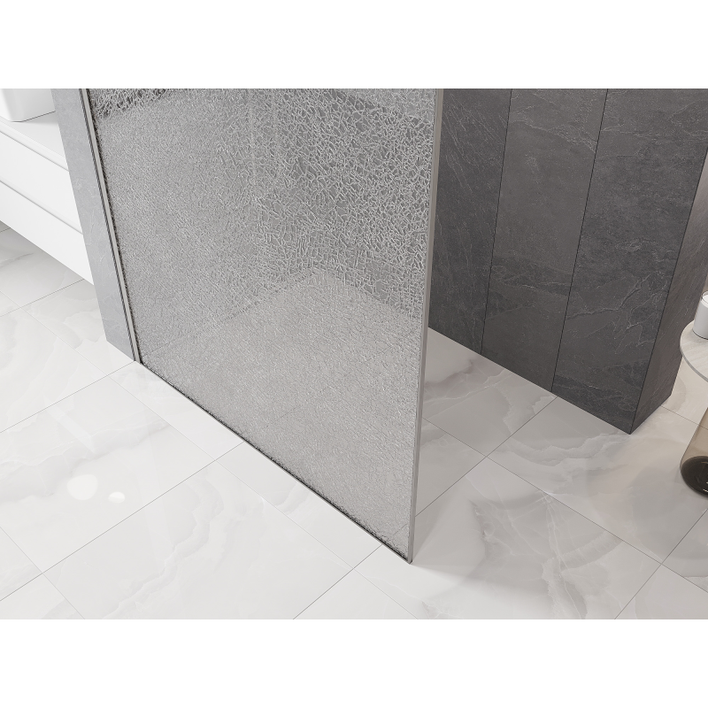 Mexen Kioto pannello doccia Walk-in 160 x 200 cm, crackle trasparente 12 mm, nichel spazzolato - 800-160-101-97-04-X