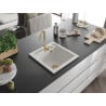 Mexen Vito granit wastafel 1-kamer met keukenmengkraan Telma, wit - 6503-20-670200-50