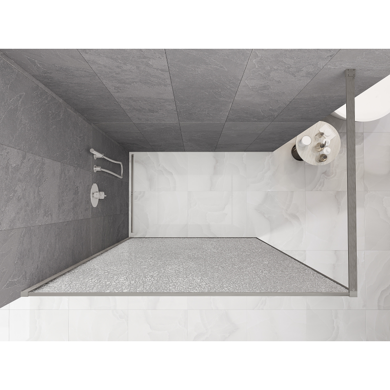 Mexen Kioto Parete doccia Walk-in 80 x 200 cm, crackle trasparente 12 mm, nichel spazzolato - 800-080-101-97-04-X