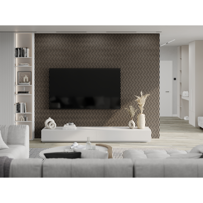 Mexen Lam-SF 02 lamele ścienne akustyczne 280 x 30 cm, filc 9 mm, fornir techniczny, Szary Dąb - S106-280-02-043