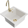 Mexen Vito fregadero de granito de 1 compartimento con grifo de cocina Telma, blanco - 6503-20-670200-50
