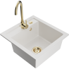 Mexen Vito granit wastafel 1-kamer met keukenmengkraan Telma, wit - 6503-20-670200-50