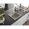 Mexen Vito lavello da cucina in granito a 1 vasca con rubinetto Telma, beige - 6503-69-670200-69