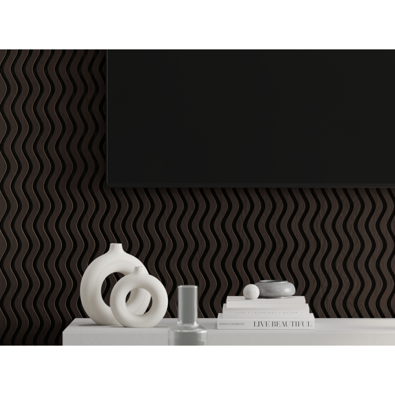 Mexen Lam-SF 02 lamele ścienne akustyczne 280 x 30 cm, filc 9 mm, fornir techniczny, Czarny Dąb - S106-280-02-046
