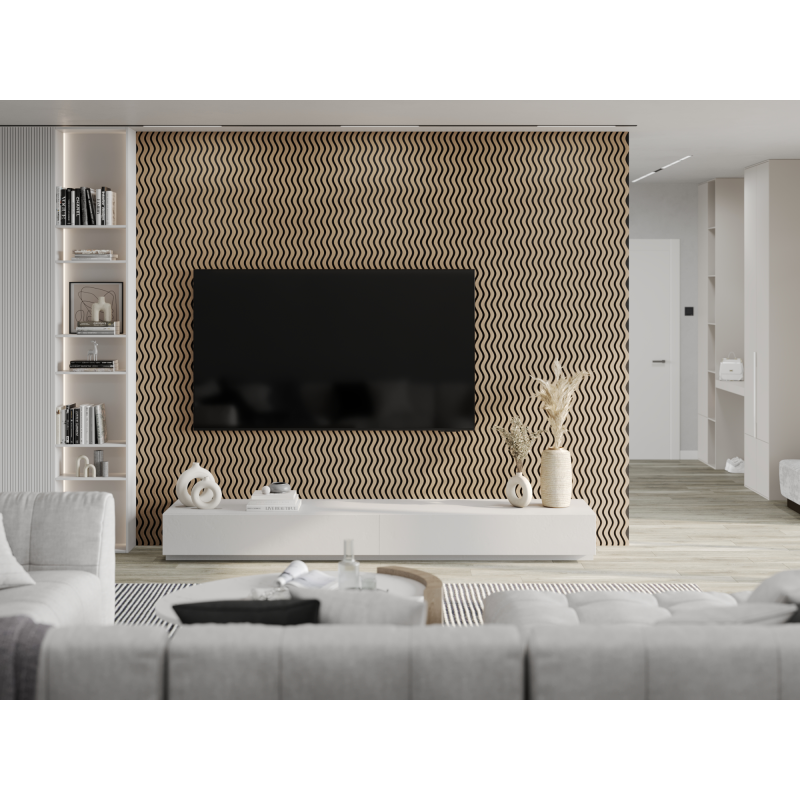 Mexen Lam-SF 02 lamele ścienne akustyczne 280 x 30 cm, filc 9 mm, fornir techniczny, Jasny Orzech - S106-280-02-047