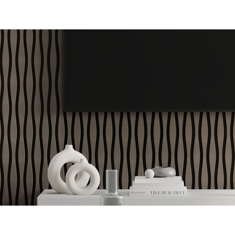 Mexen Lam-SF 26 lamele ścienne akustyczne 280 x 30 cm, filc 9 mm, fornir techniczny, Szary Dąb - S106-280-26-043