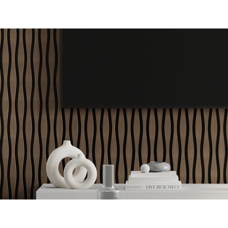Mexen Lam-SF 26 lamele ścienne akustyczne 280 x 30 cm, filc 9 mm, fornir techniczny, Ciemny Orzech - S106-280-26-044