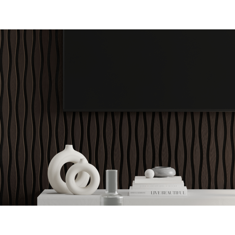 Mexen Lam-SF 01 Lam-SF 26 akustische Wandpaneele 280 x 30 cm, Filz 9 mm, technisches Furnier, Schwarzeiche - S106-280-26-046