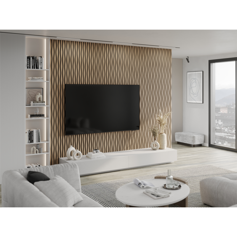 Mexen Lam-SF 26 lamele ścienne akustyczne 280 x 30 cm, filc 9 mm, fornir techniczny, Jasny Orzech - S106-280-26-047
