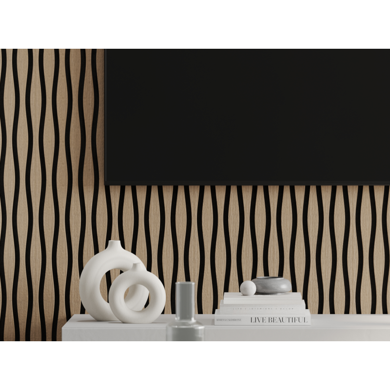 Mexen Lam-SF 26 lamele ścienne akustyczne 280 x 30 cm, filc 9 mm, fornir techniczny, Jasny Orzech - S106-280-26-047