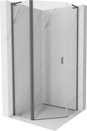 Mexen Mist L viiekandiline lahtikäiv duškabiin 80 x 80 cm, läbipaistev, harjatud gun gray - 8A8L-080-080-66-00