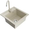 Mexen Vito Granitspüle 1-Kammer mit Küchenarmatur Telma, beige - 6503-69-670200-69