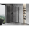 Mexen Mist L cabine de duche pentagonal assimétrica de abrir 80x90 cm transparente cinza metalizado escovado