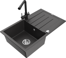 Mexen Bruno Graniidist 1-sektsiooniline valamu nõudepesijaga ja köögisegistiga Duero, must täpiline - 6513-76-671600-70