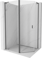 Mexen Mist L cabina doccia pentagonale asimmetrica a battente 100x90 cm trasparente grigio canna di fucile spazzolato