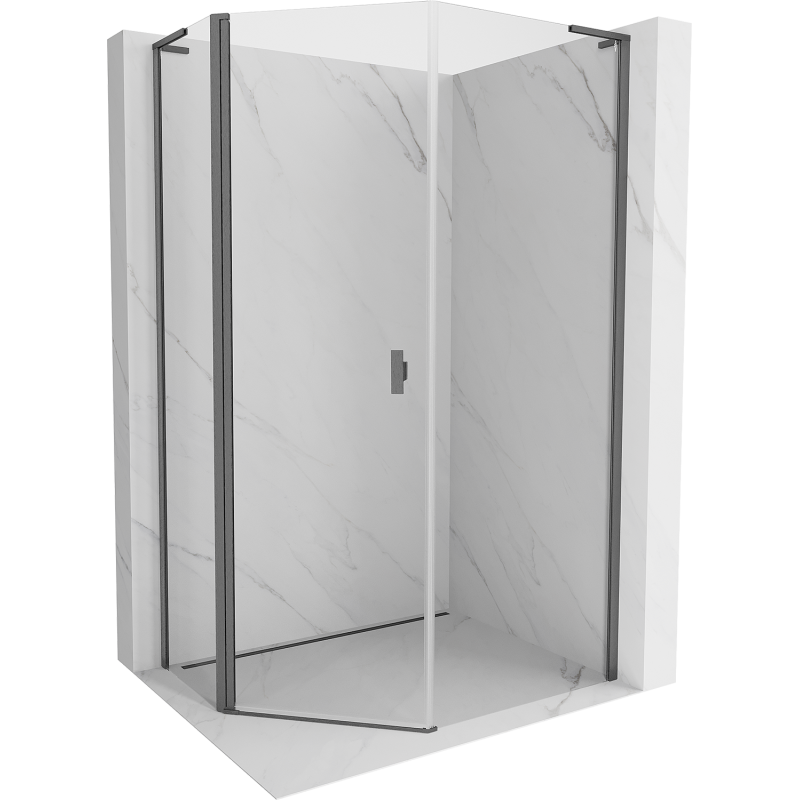 Mexen Mist L cabine de douche pentagonale asymétrique pivotante 80x100 cm transparent gris canon brossé - 8A8L-080-100-66-00