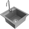 Mexen Vito granite kitchen sink single-bowl with Telma kitchen faucet, gray - 6503-71-670200-00