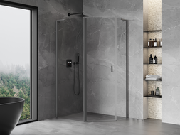 Mexen Mist L asymmetrische vijfhoekige douchecabine 90 x 80 cm, transparant, geweer metaal - 8A8L-090-080-95-00
