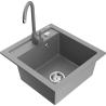 Mexen Vito fregadero de granito de 1 tina con grifo de cocina Telma, gris - 6503-71-670200-71