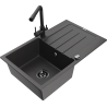 Mexen Bruno fregadero de granito de 1 cuba con escurridor y grifo de cocina Duero, negro moteado - 6513-76-671600-70-B