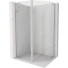 Mexen Mist L cabine de duche pentagonal assimétrica com porta de abrir 100 x 90 cm transparente níquel escovado