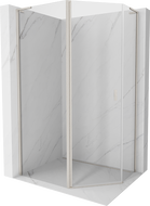 Mexen Mist L asymmetrical pentagonal hinged shower enclosure 100 x 90 cm transparent brushed nickel - 8A8L-100-090-97-00