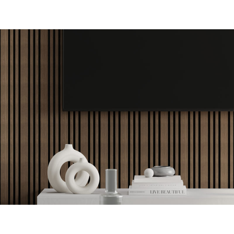 Mexen Lam-F Slim 01 lamele ścienne akustyczne 280 x 36,5 cm, filc 9 mm, fornir techniczny, Ciemny Orzech - S107-280-01-044