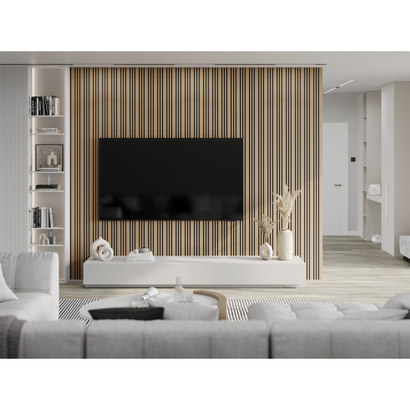 Mexen Lam-F Slim 01 Akustik-Wandpaneele 280 x 36,5 cm, Filz 9 mm, Technisches Furnier, Helle Walnuss - S107-280-01-047
