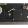 Mexen Bruno fregadero de granito de 1 seno con escurridor y grifo de cocina Duero, negro - 6513-77-671600-00