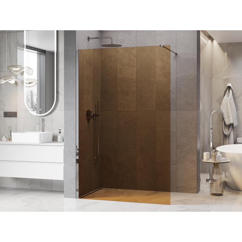 Mexen Kioto zidni zidić Walk-in 110 x 200 cm, bronca 8 mm, krom - 800-110-101-01-32