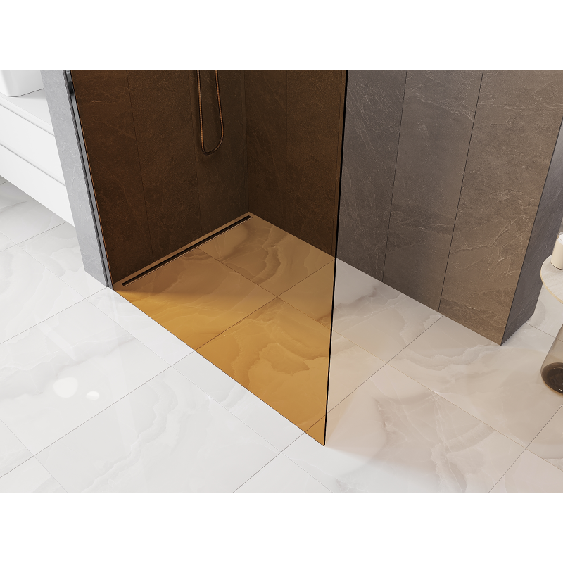 Mexen Kioto Walk-in Shower Wall 130 x 200 cm, Bronze 8 mm, Chrome - 800-130-101-01-32