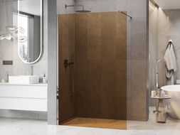 Mexen Kioto ścianka prysznicowa Walk-in 140 x 200 cm, brąz 8 mm, chrom - 800-140-101-01-32