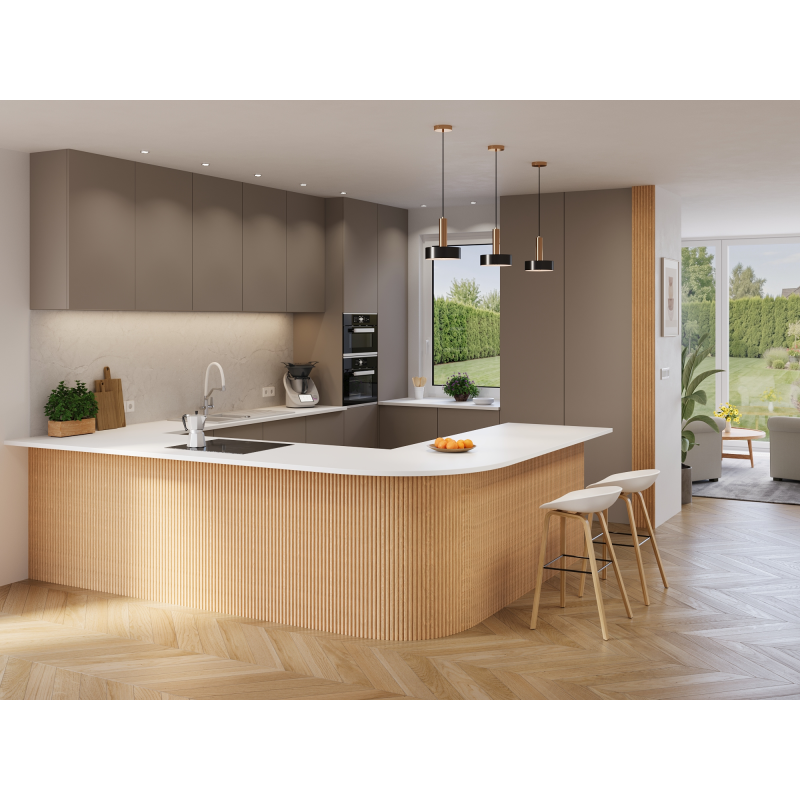 Mexen Ovalo 02 Gerillte elastische Wandlamellen 280 x 36 cm, technisches Furnier, Gebleichte Eiche - S130-280-02-040