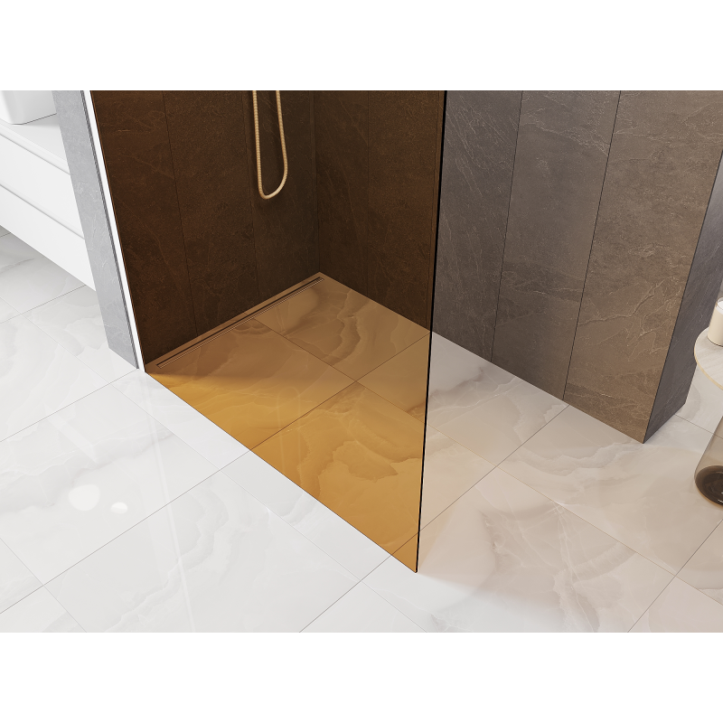 Mexen Kioto ścianka prysznicowa Walk-in 90 x 200 cm, brąz 8 mm, biała - 800-090-101-20-32